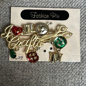 I Love Crafts Fashion Jewelry Brooch Vintage